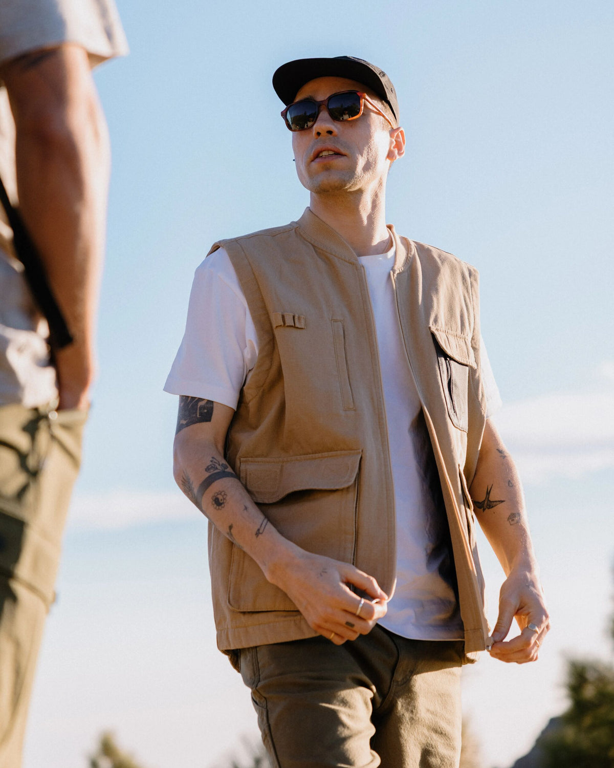 Explorers Cotton Canvas Gilet - Stone - Lifestyle