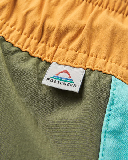 Way Out NetPlus® All Purpose Short - Khaki/Aqua - Flatlay
