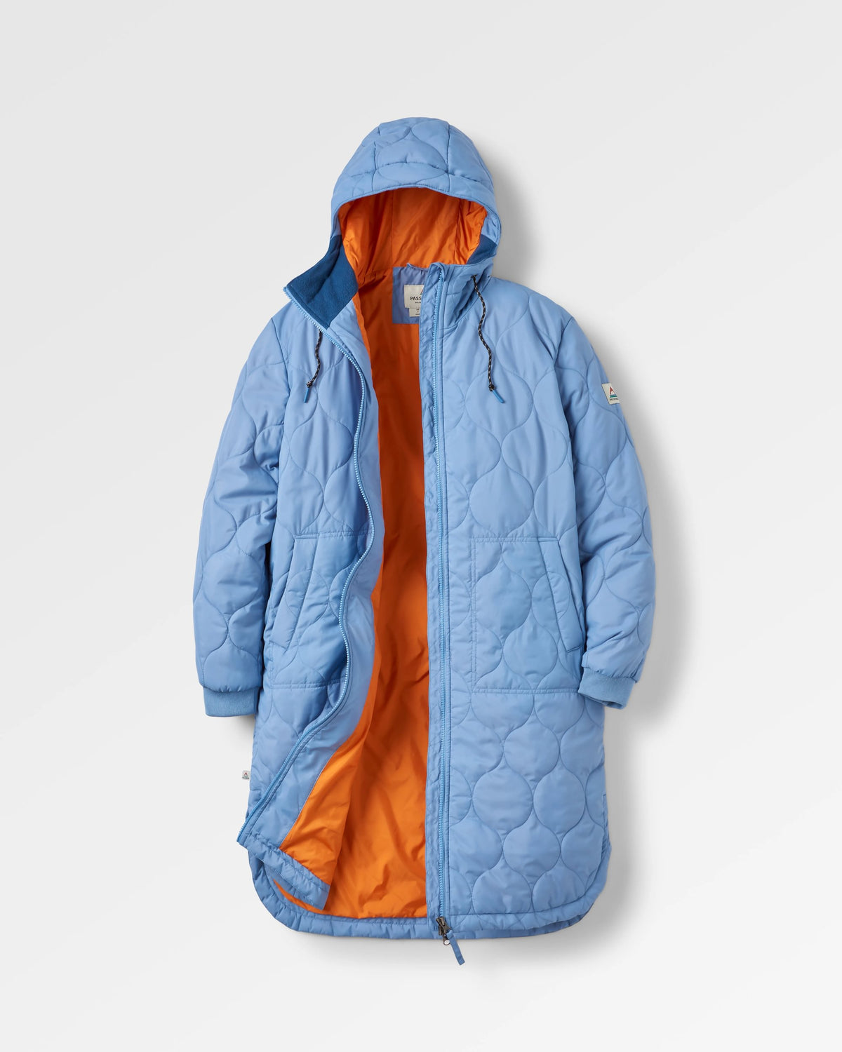 Flora Long Insulated Parka - Faded Denim - Flatlay