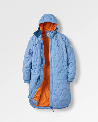 Flora Long Insulated Parka - Faded Denim - Flatlay