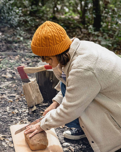 Fireside Cable Knit Beanie - Sunrise Orange - Lifestyle - Female