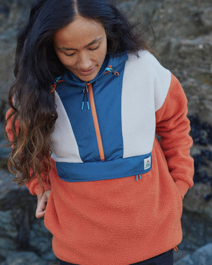 Maren 1/2 Zip Sherpa Fleece - Burnt Orange - Lifestyle