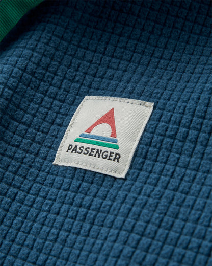 Off Trail Grid Polar Fleece - Pistachio/Dark Denim - Flatlay