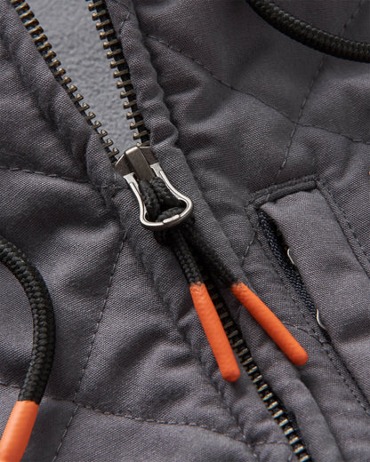 Tidal Full Zip Cotton Hoodie - Charcoal Marl - Flatlay