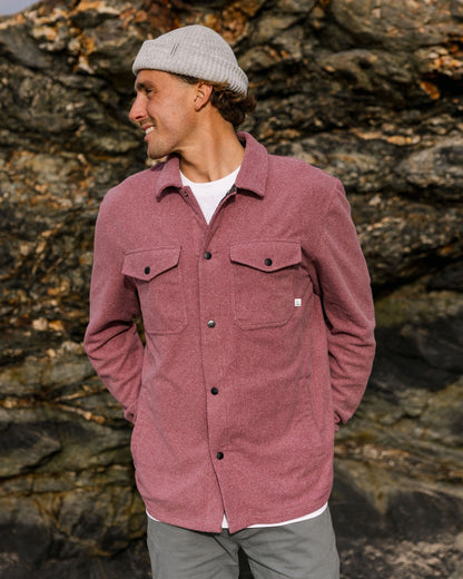 Maple Polar Fleece Shirt - Wine Marl - Lifestyle