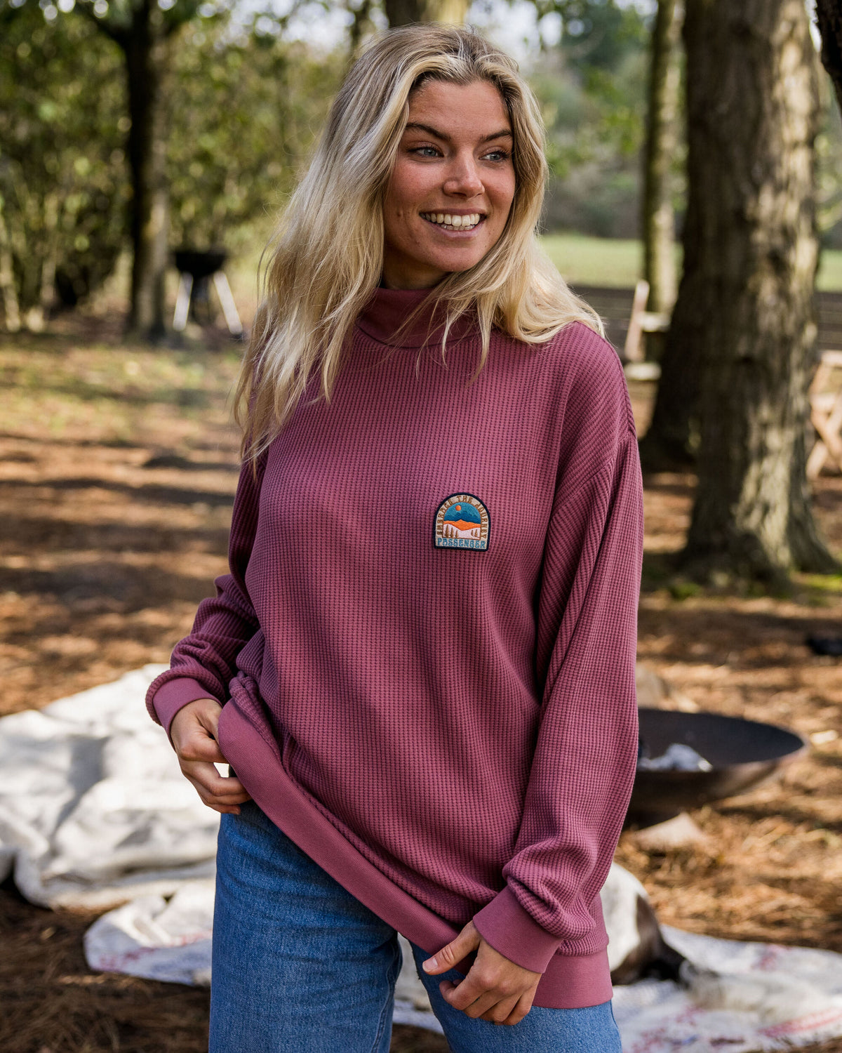 Flourish Roll Neck Top - Crushed Berry - Lifestyle