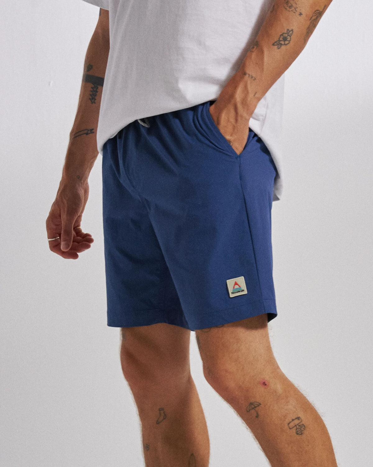 Drifter NetPlus® Lined Beach Short - Dark Denim - Studio Model