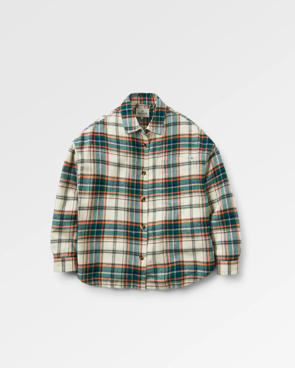 Rootsy Cotton LS Shirt - Birch/Rain Forest Check - Flatlay