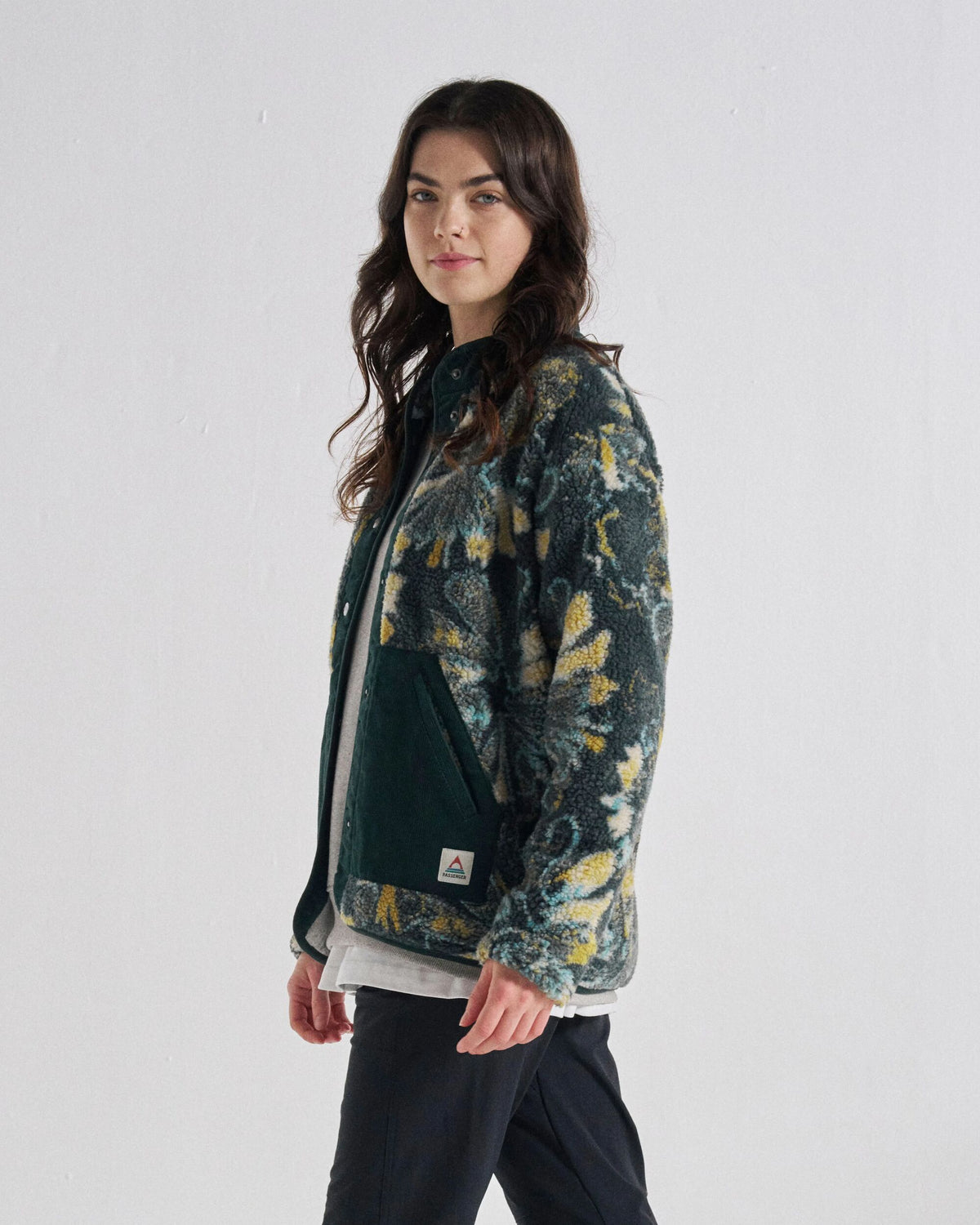 Clover Sherpa Fleece - Frost Dark Fern - Studio Model