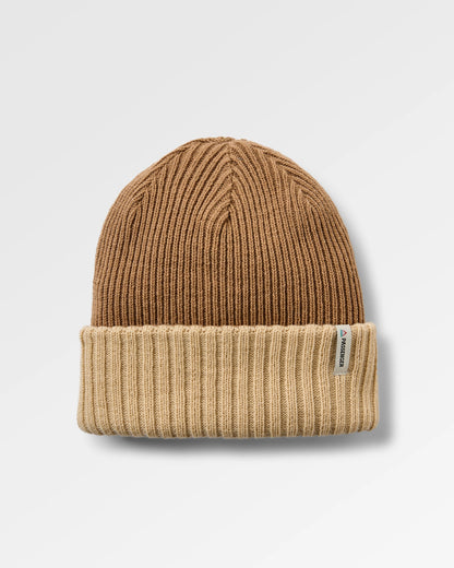 Outlook Reversible Beanie - Toffee/Stone - Flatlay