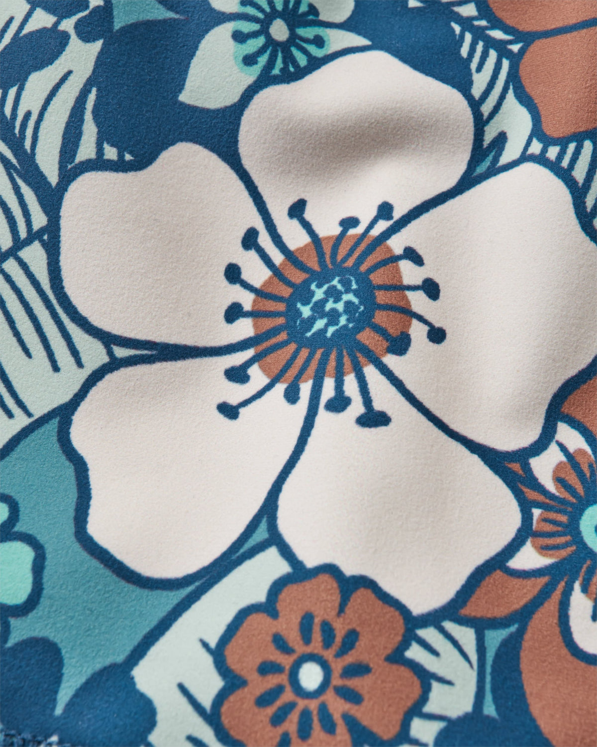 Mantra Active Crop Top - Vintage Floral Aqua - Flatlay