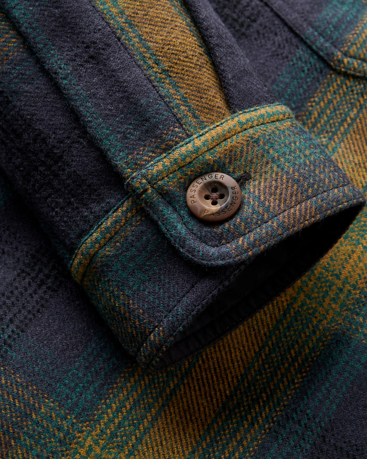 Barren Wool Blend Overshirt - Dusty Ochre/Charcoal Check - Flatlay