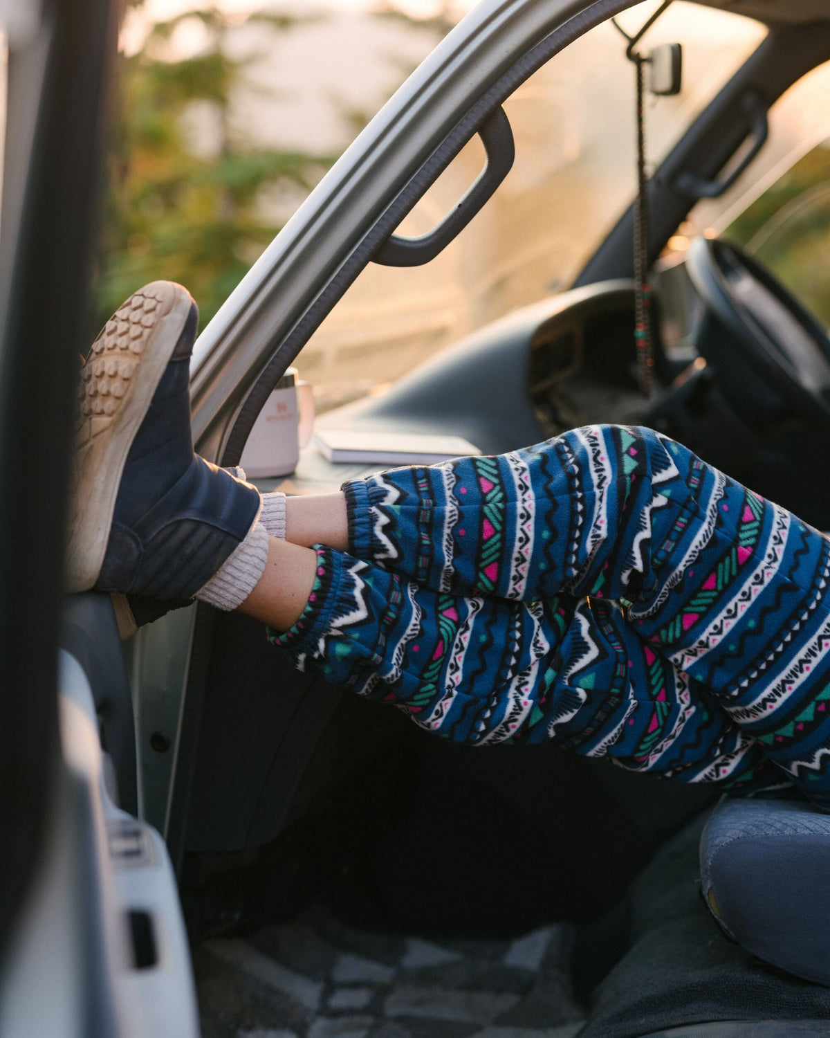 Ace Polar Fleece Dungarees - Mountain Geo Tidal Blue - Lifestyle