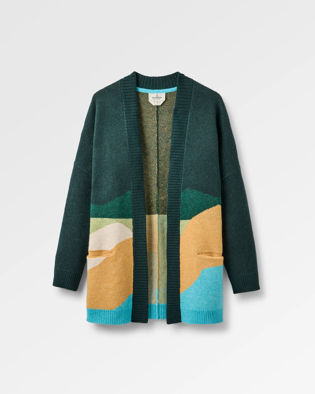 Scenic Long Knitted Cardigan - Scenic Dark Fern - Flatlay