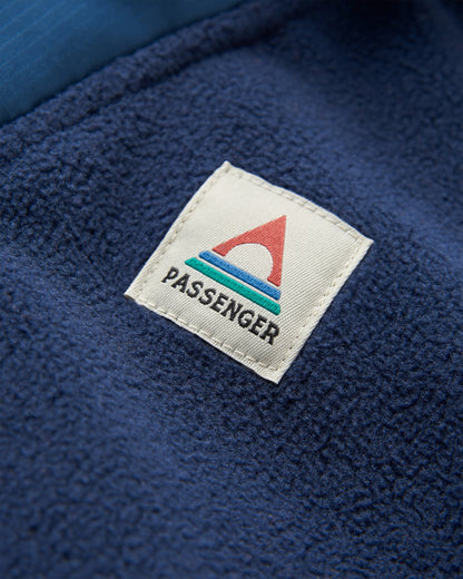 Woodland Hoodless Polar Fleece - Rich Navy/Sunset Orange - Flatlay