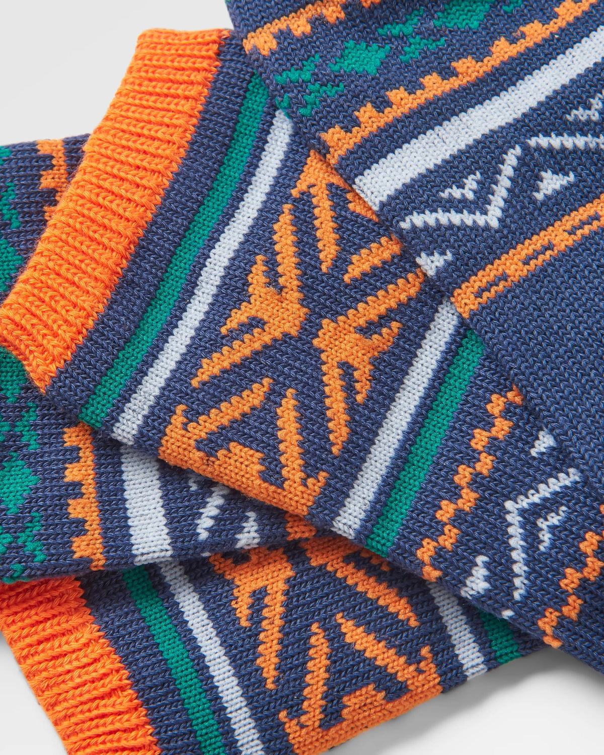 Midweight Patterned Socks - Deep Navy - Flatlay