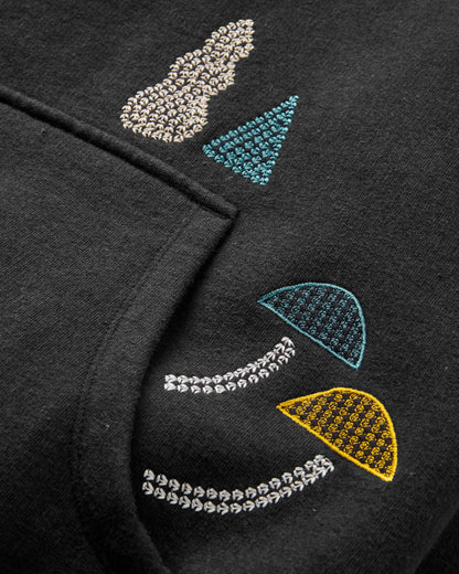 Slower Rhythms Women's Cotton Hoodie - Faded Black - Flatlay