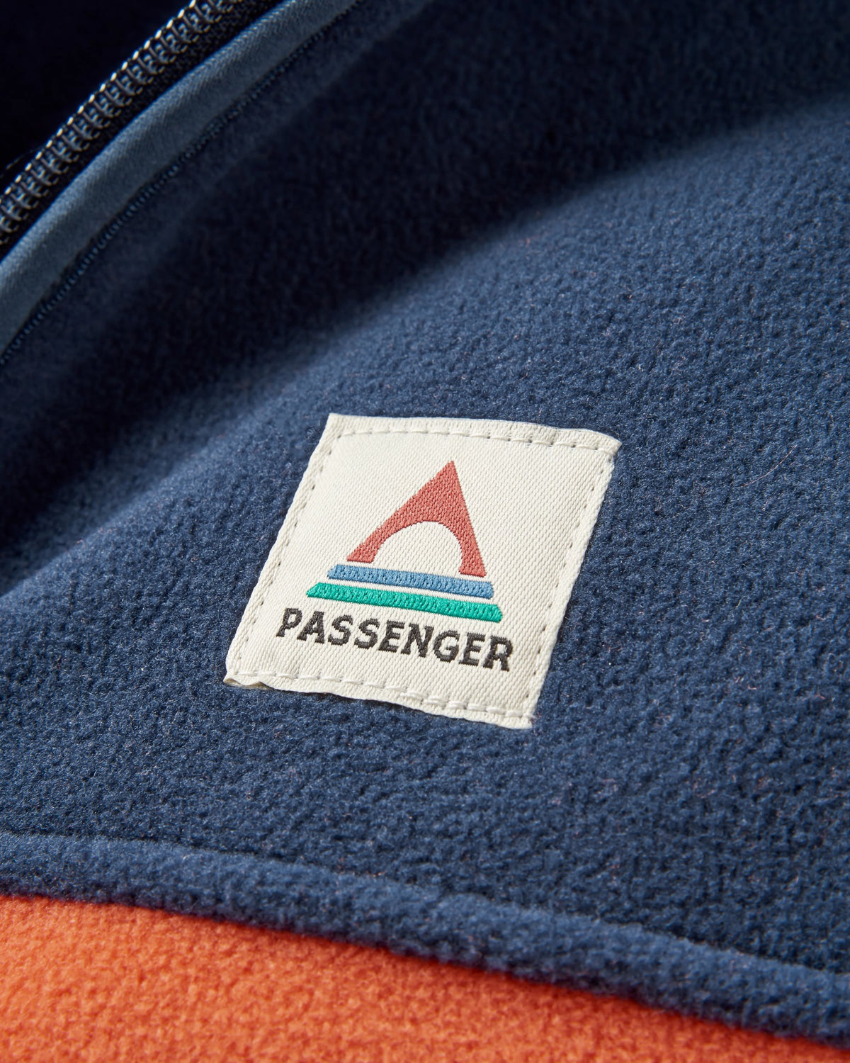 Ridge Full Zip Polar Fleece - Rich Navy/ Burnt Orange - Flatlay