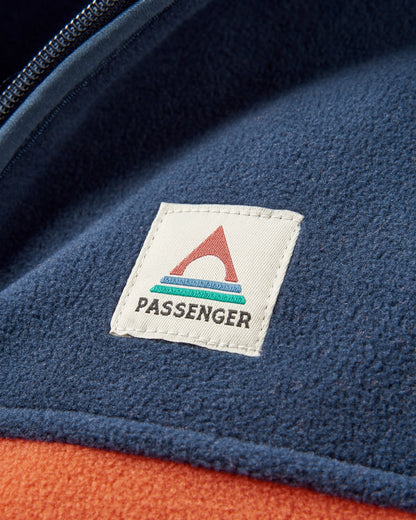 Ridge Full Zip Polar Fleece - Rich Navy/ Burnt Orange - Flatlay