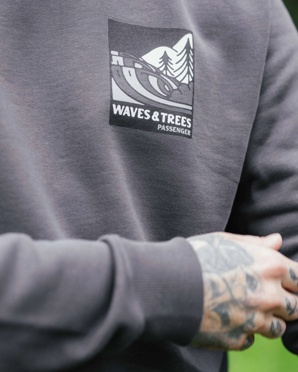 Waves & Trees Cotton Sweatshirt - Charcoal - Lifestyle