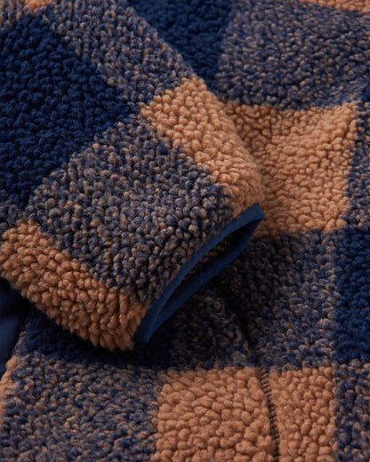 Offroad Sherpa 1/2 Zip Fleece - Toffee/Rich Navy Buffalo - Flatlay