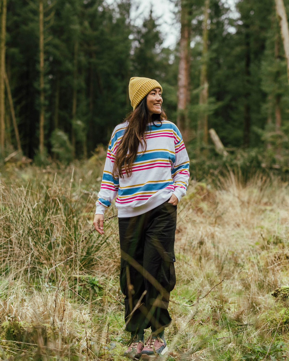 Graceful Textured LS Top - Multi Stripe - Lifestyle