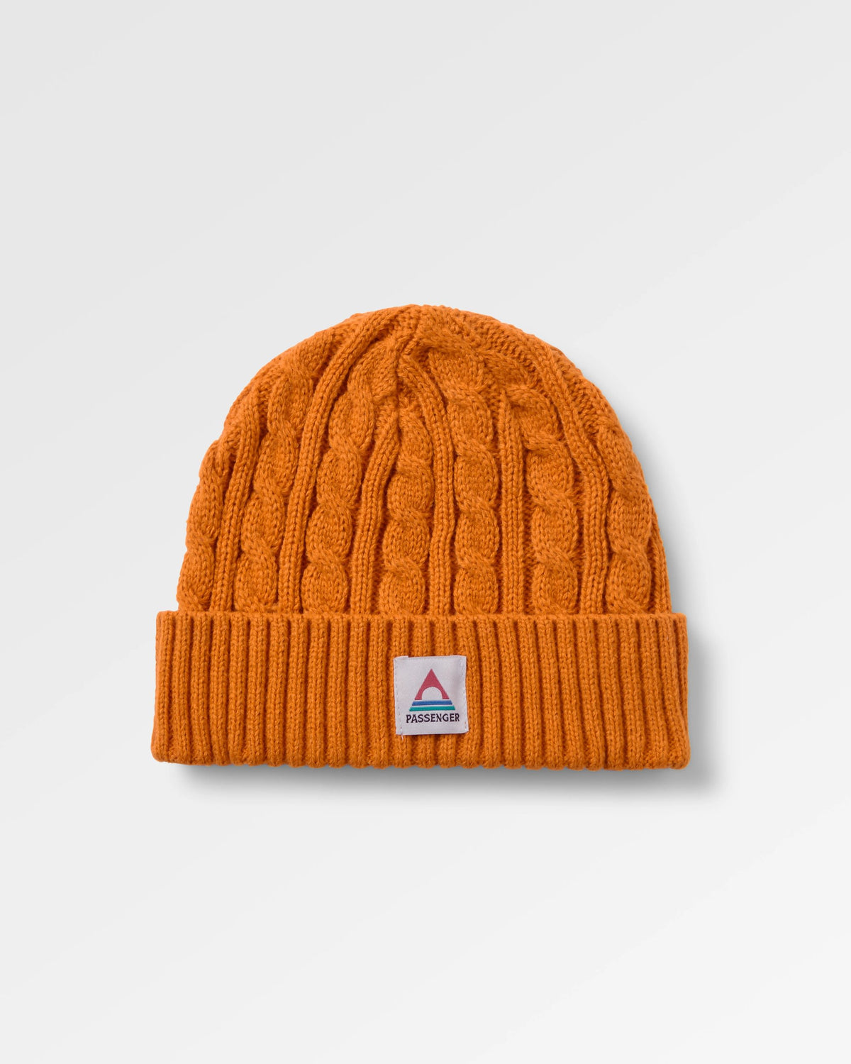 Fireside Cable Knit Beanie - Retro Orange - Flatlay