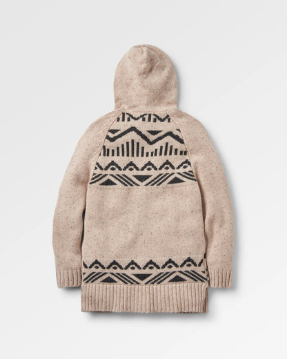 Snoozle Knitted Hooded Cardigan - Oatmeal - Flatlay