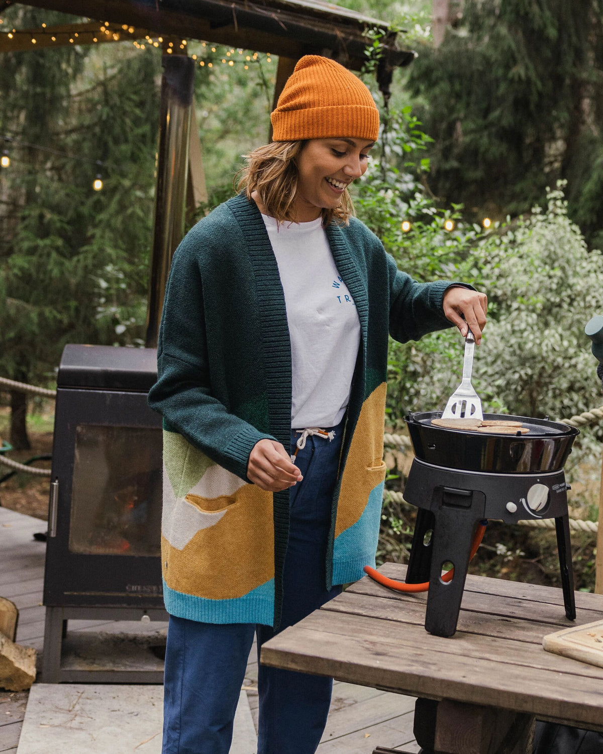 Scenic Long Knitted Cardigan - Scenic Dark Fern - Lifestyle