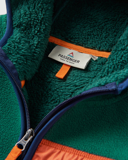 Loch Hooded Polar Fleece - Rain Forest/Rich Navy - Flatlay