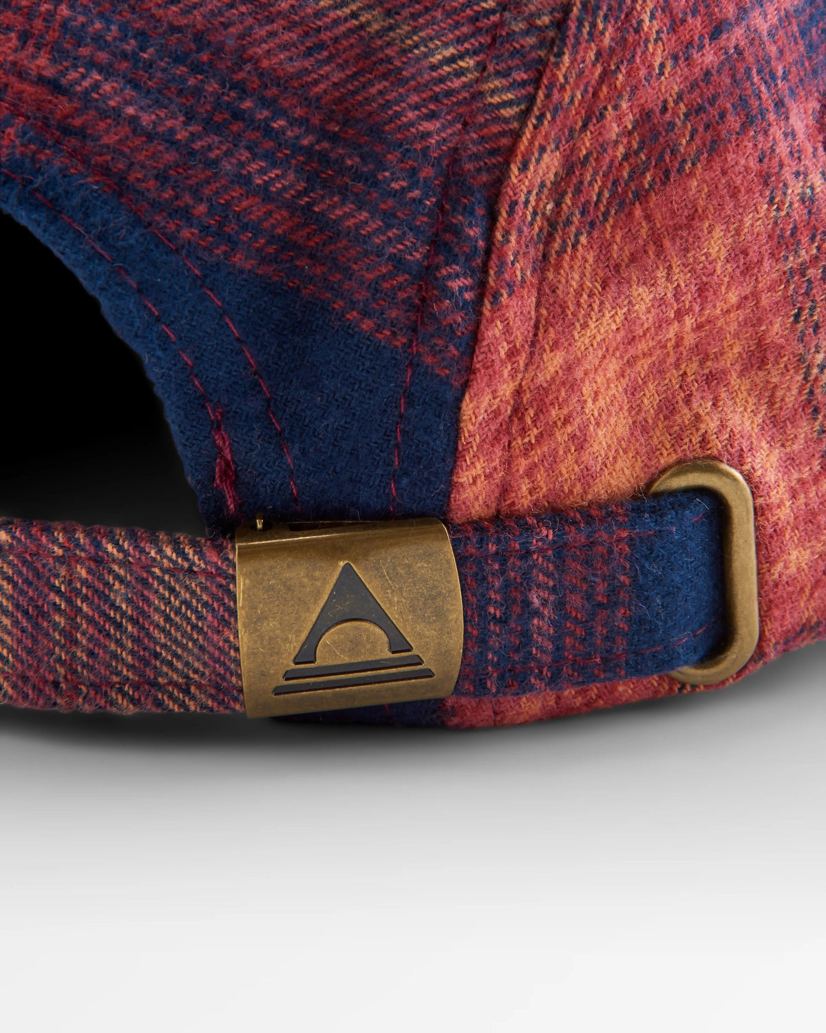 Fixie Flannel 5 Panel Cap - Rich Navy/ Red Ochre Check - Flatlay