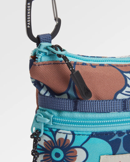 Journey Crossbody Bag - Vintage Floral Aqua - Flatlay