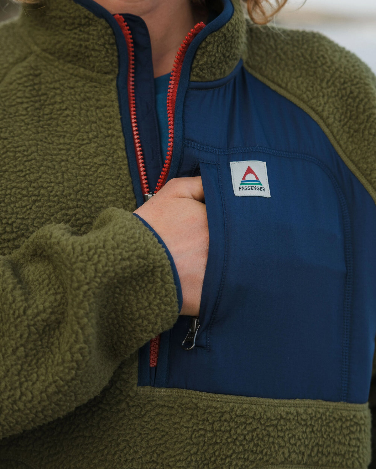 Offgrid 1/2 Zip Sherpa Fleece - Khaki - Lifestyle