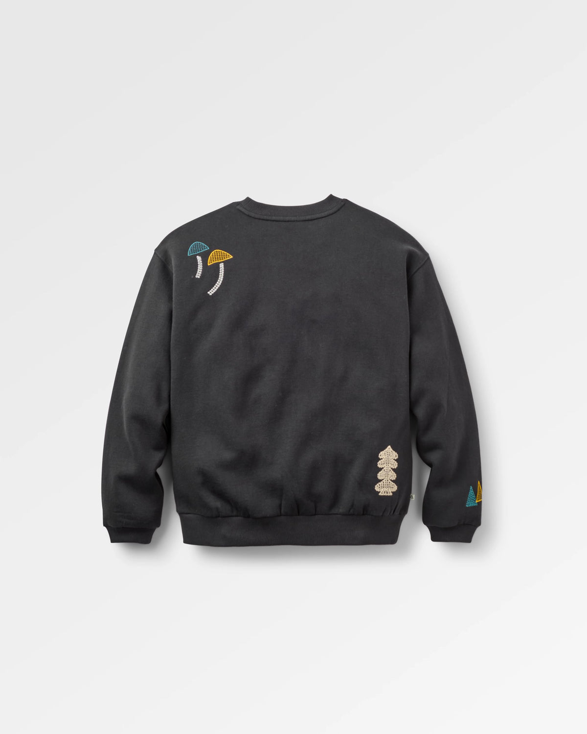 Slower Rhythms Embroidered Women's Cotton Sweatshirt - Faded Black - Flatlay
