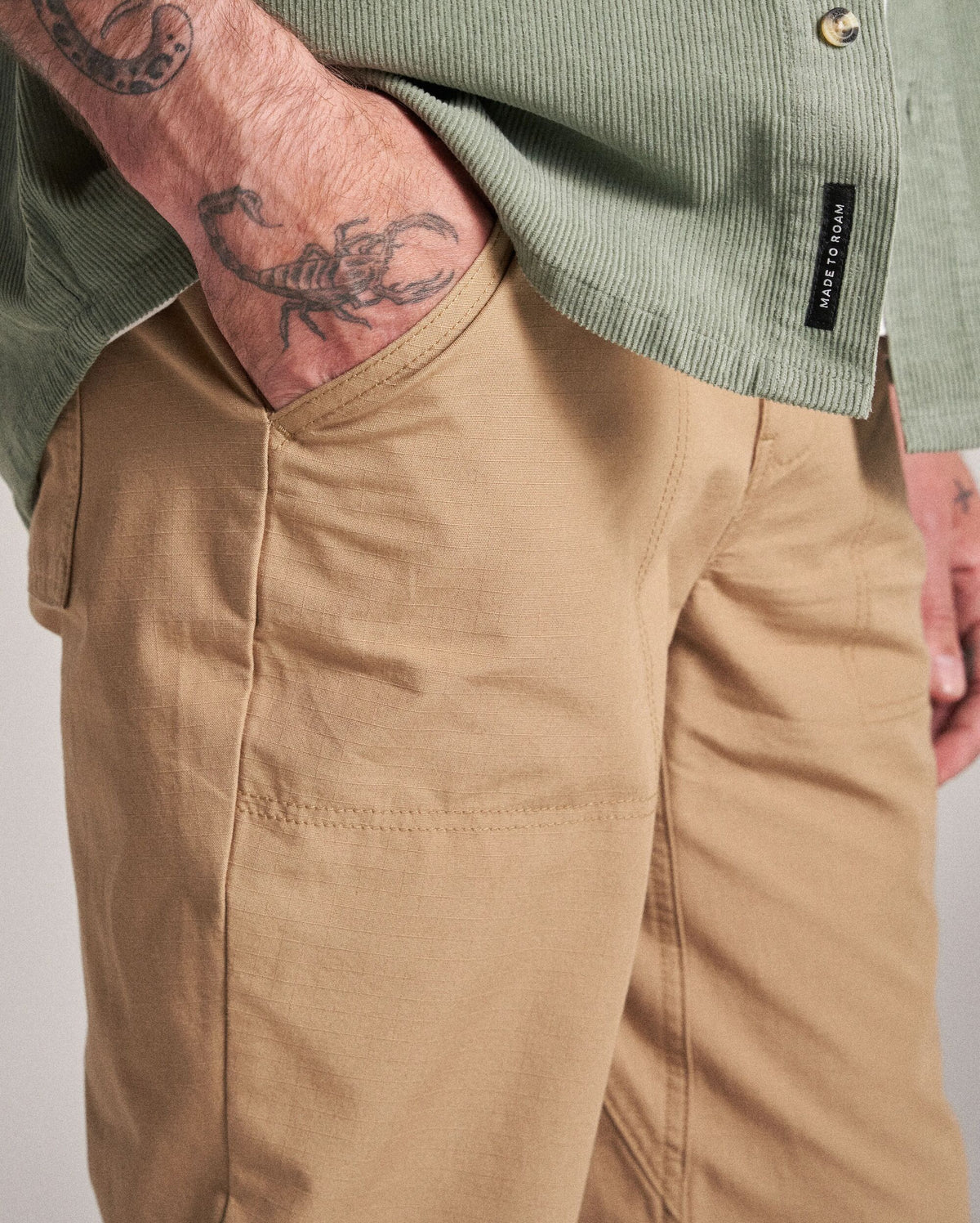 Rif-Raf Cotton Ripstop Trouser - Biscuit - Studio Model
