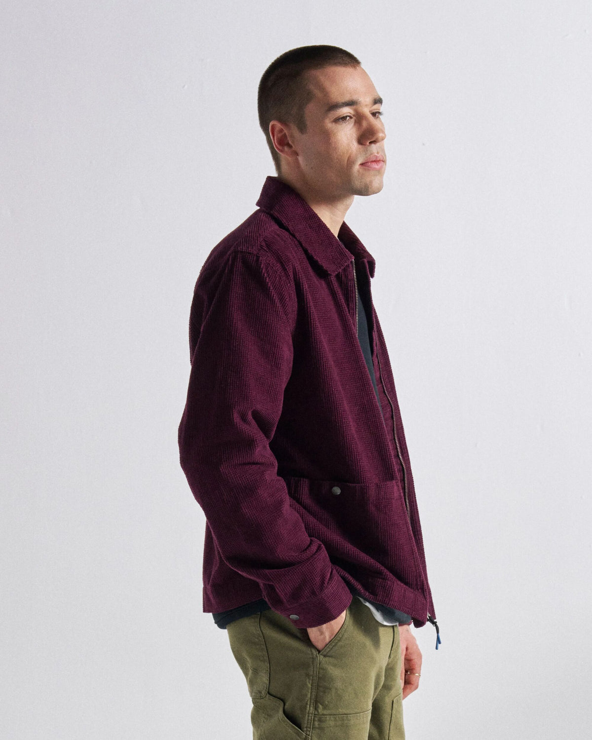Harvest Cotton Cord Overshirt - Fig - Studio Model