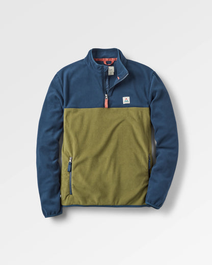 Set Off Polar 1/4 Zip Fleece - Rich Navy/Khaki - Flatlay