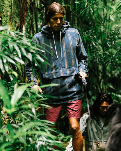 Dune 1/2 Zip Cotton Hoodie - Mediterranean Geo Stripe - Lifestyle
