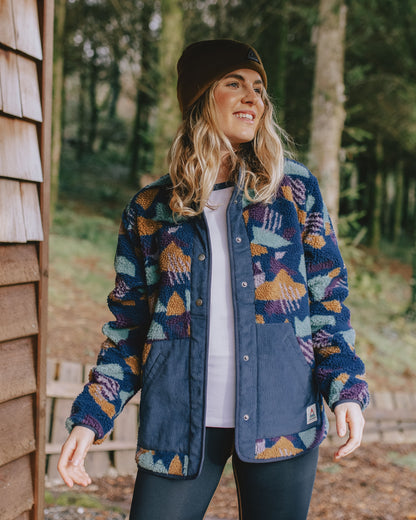 Clover Sherpa Fleece - Deep Blue Camo Pattern - Lifestyle