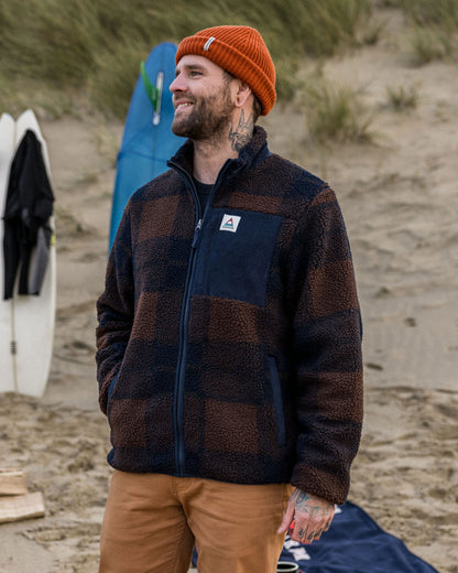 Trekker Deep-Pile Sherpa Fleece - Chestnut/Deep Navy Check - Lifestyle