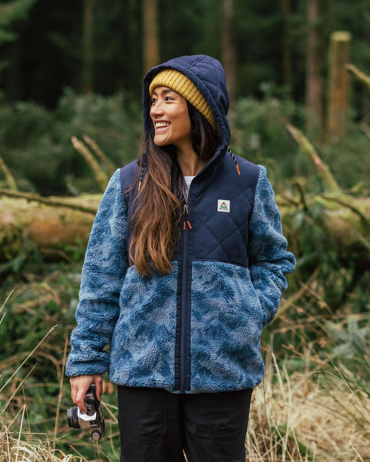 Sefton Deep-Pile Sherpa Full Zip Fleece - Abstract Mountain Blue Steel - Lifestyle