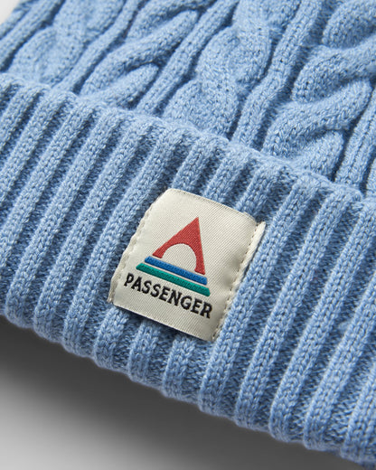 Fireside Cable Knit Beanie - Faded Denim - Flatlay