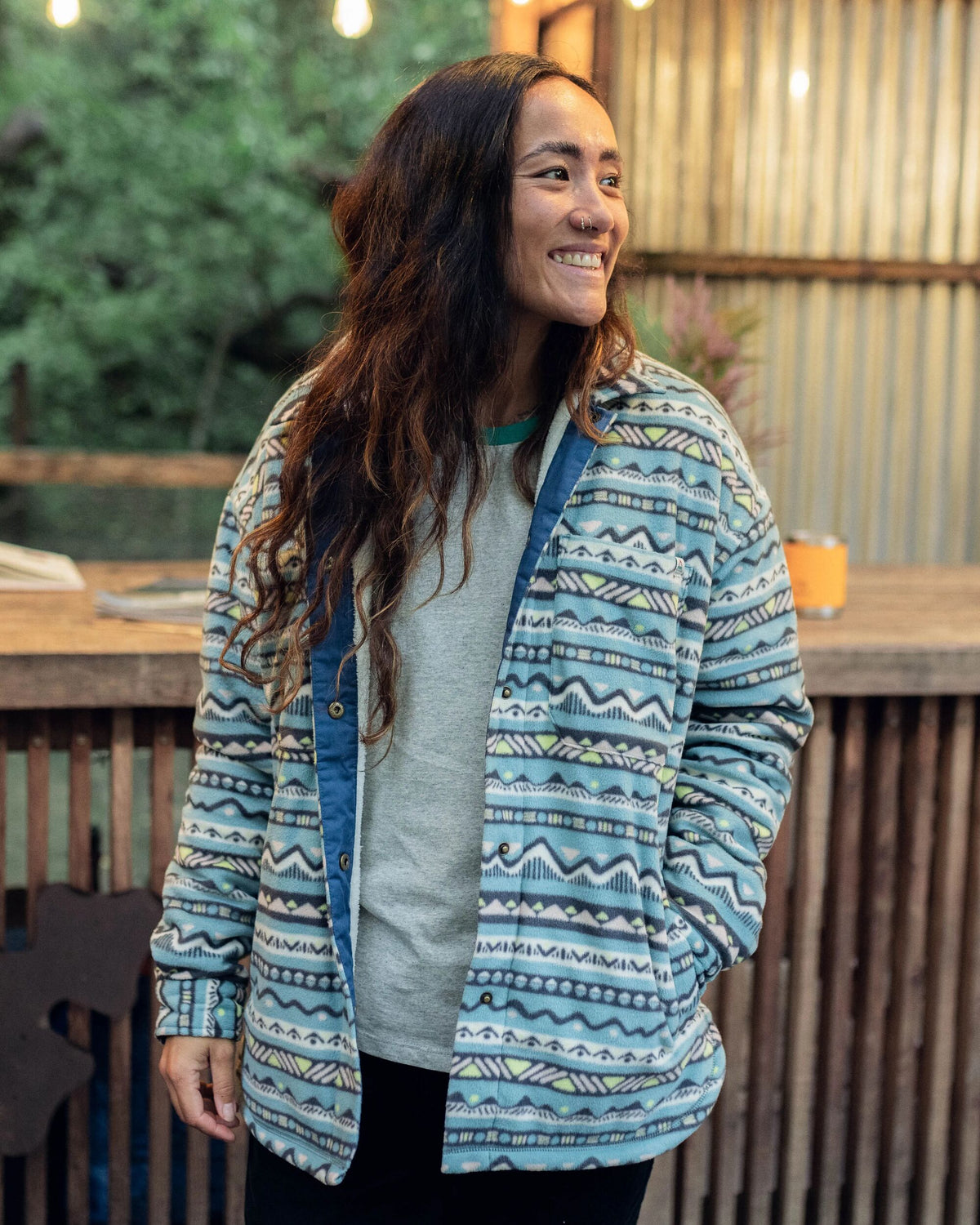 Orion Sherpa-Lined Polar Fleece Shirt - Mountain Geo Arctic - Lifestyle