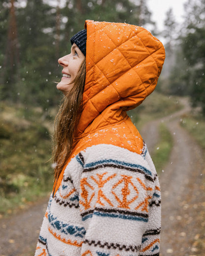 Beaumont Sherpa Hooded Fleece - Homespun Stripe Sunrise Orange - Lifestyle