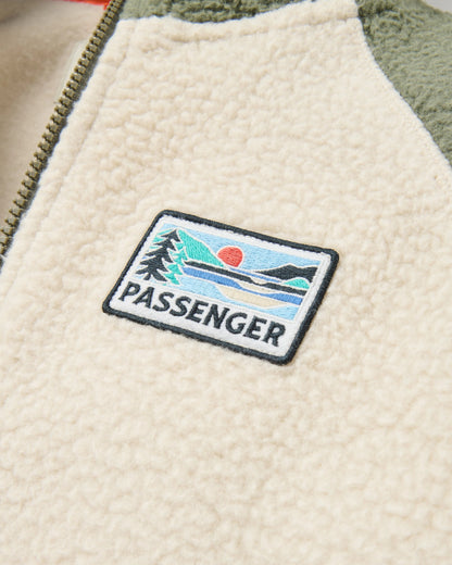 North Coast Full Zip Sherpa Fleece - Dusty Olive/Oatmeal - Flatlay