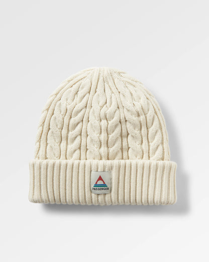 Fireside Cable Knit Beanie - Birch - Flatlay