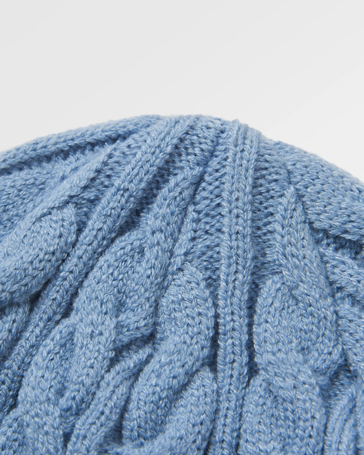 Fireside Cable Knit Beanie - Faded Denim - Flatlay