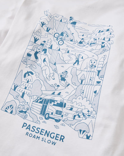 Roam Slow Men's LS T-Shirt - White - Flatlay