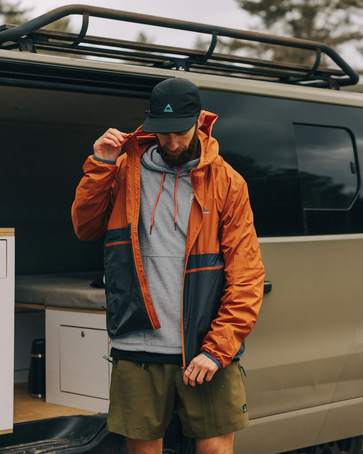 Gusto Windshell Jacket - Sunset Orange/Charcoal - Lifestyle
