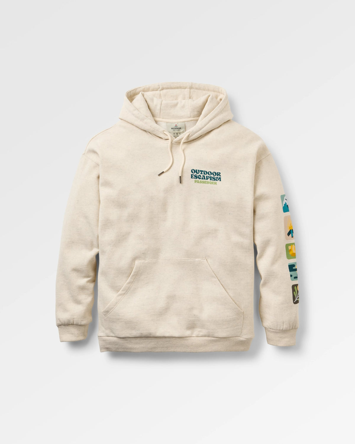 Patch Cotton Hoodie - Milky Marl - Flatlay